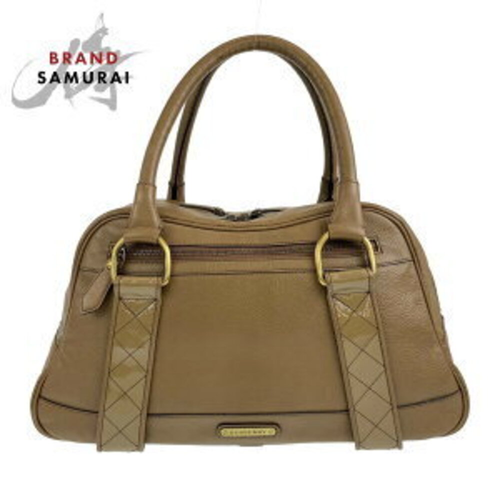 Burberry check Khaki Green brown leather handbag shoulder bag - Picture 1 of 10